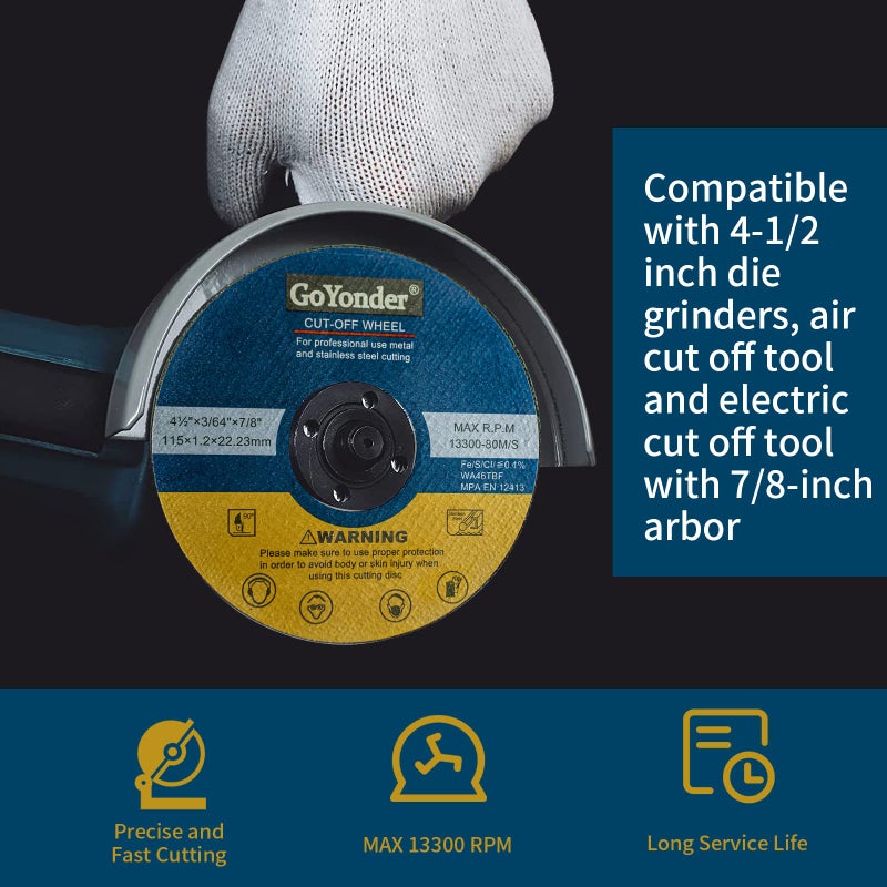 GoYonder 50 Pack 4.5" Cutting Wheel for Metal,Stainless and Steel 4-1/2" x 0.045 x 7/8-Inch Ultra Thin Cut-Off Wheel for Angle Grinders - Blue - Image 5